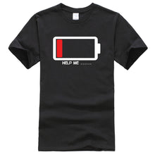 Load image into Gallery viewer, Summer 2019 T-shirt Batteries Help Me funny t shirts 100% cotton high quality men&#39;s T-shirts harajuku fitness t shirt men tops