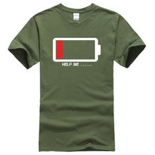 Load image into Gallery viewer, Summer 2019 T-shirt Batteries Help Me funny t shirts 100% cotton high quality men&#39;s T-shirts harajuku fitness t shirt men tops