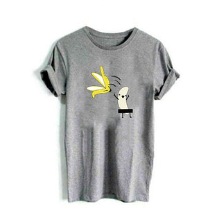 Women's Banana Funny Print Short Sleeve T-Shirt Fashion Casual O-Neck Tops